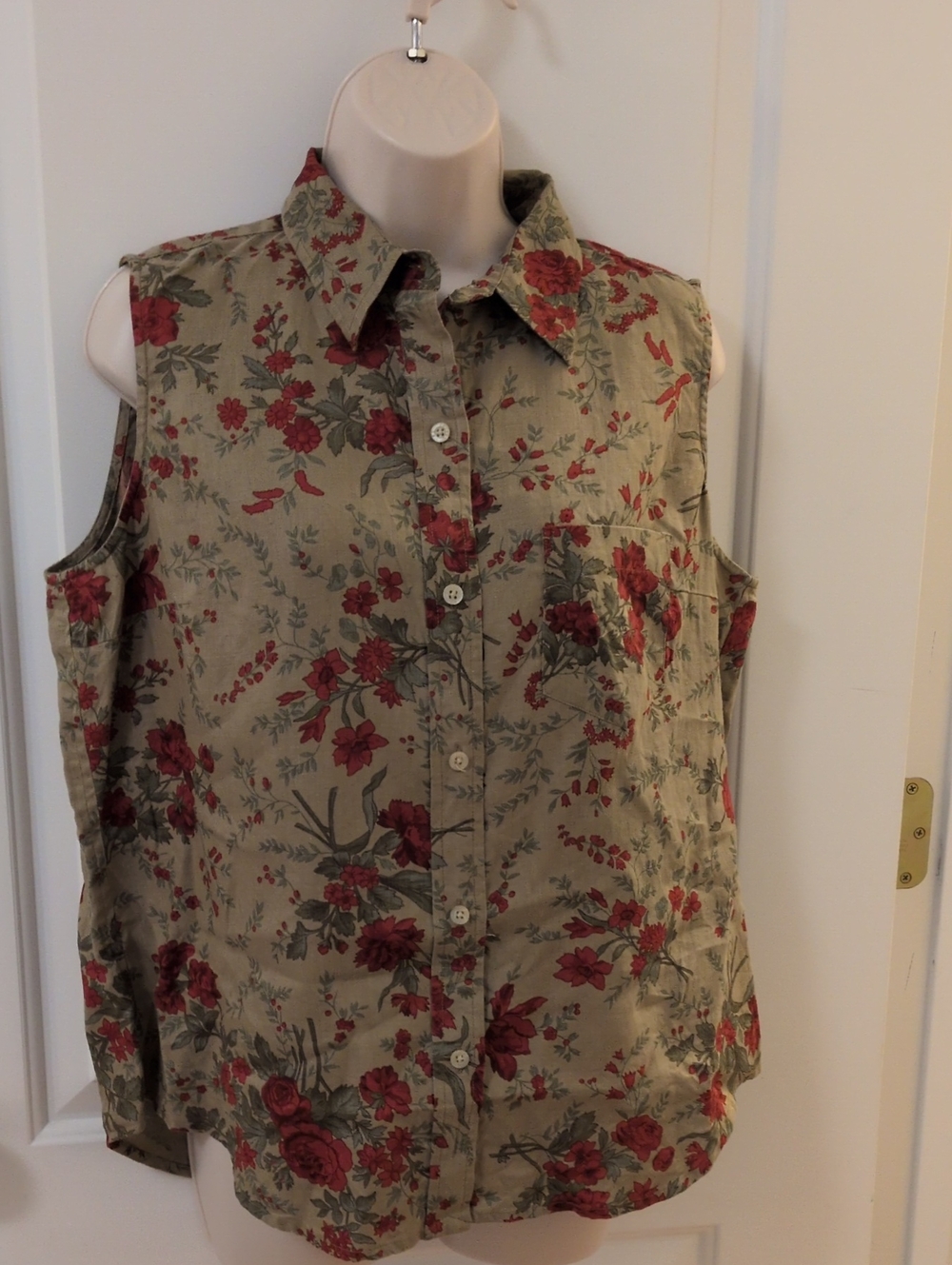 Vintage Lauren Ralph Lauren Floral Linen Sleeveless Blouse